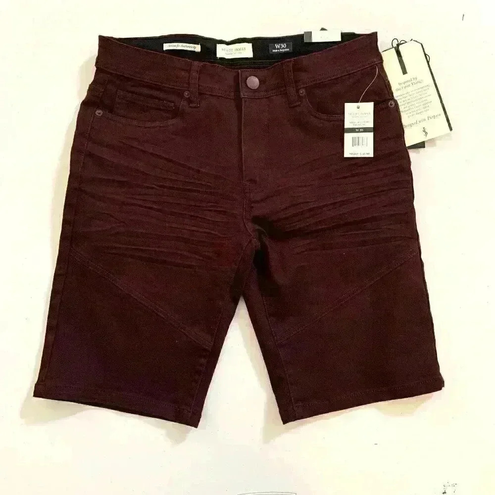 NWT SCOTT JAMES SHORTS Burgundy Size 30W